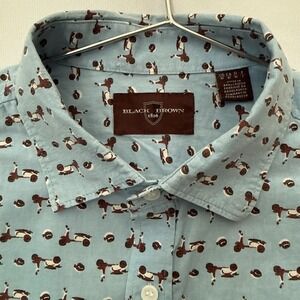 Light Blue Scooter Vespa Print Shirt Mens M Button-Up Retro Modern 100% Cotton